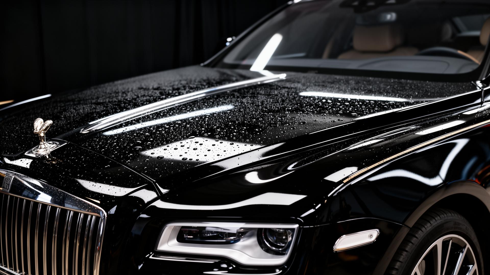 Ceramic coating on luxury vehicle in Lakeway Texas showing extreme gloss and water beading